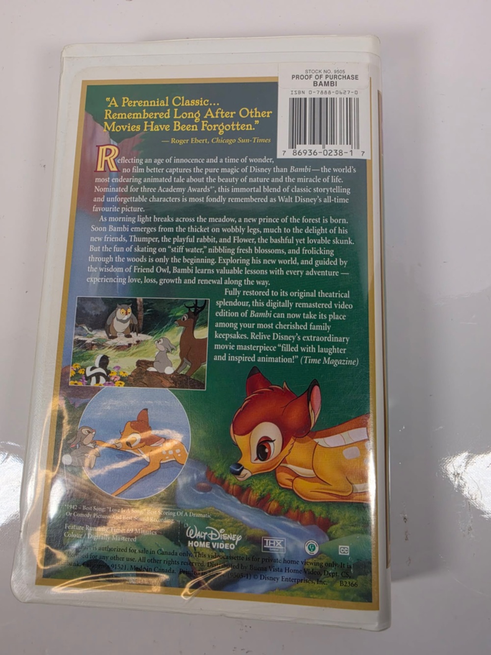 Walt Disney Masterpiece Bambi 55th Anniversary Limited Ed VHS Clam Shell - Picture 3 of 3